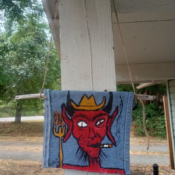 Cowboy Devil Painting On Denim - Picture 7 of 10